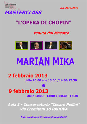 Masterclass L'opera di Chopin Masterclass L'opera di Chopin